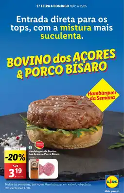 Lidl Hambúrguer de Bovino dos Açores e Porco Bísaro promoção