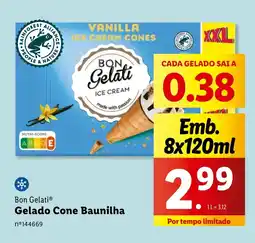 Lidl Bon Gelati Gelado Cone Baunilha promoção