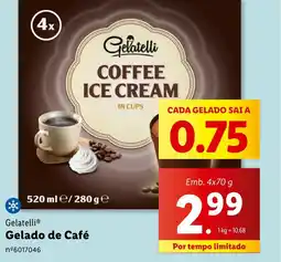 Lidl Gelatelli Gelado de Café promoção