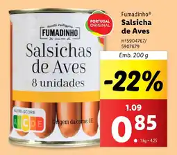 Lidl Fumadinho Salsicha de Aves promoção