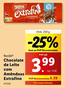 Lidl Nestlé Chocolate de Leite com Amêndoas Extrafino promoção