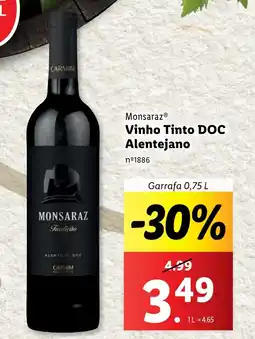 Lidl Monsaraz Vinho Tinto DOC Alentejano promoção