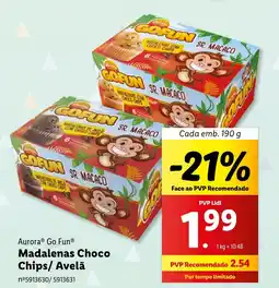 Lidl Aurora Go Fun Madalenas Choco Chips/Avelã promoção