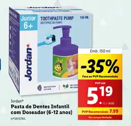 Jordan Pasta de Dentes Infantil com Doseador (6-12 anos)