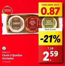 Lidl Milbona Cesto 3 Queijos Variados promoção