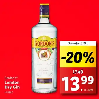 Lidl Gordon's London Dry Gin promoção