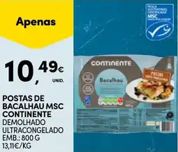 Continente Postas de bacalhau msc continente demolhado ultracongelado promoção