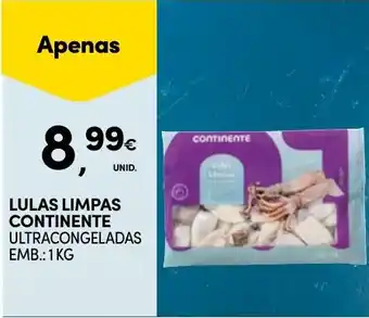 Continente Lulas limpas continente ultracongeladas promoção
