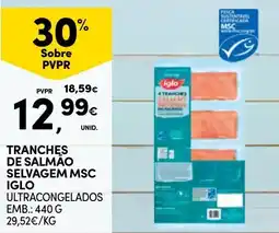 Continente Tranches de salmão selvagem msc iglo ultracongelados promoção