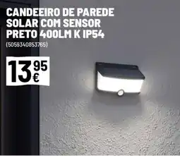 Brico Depôt Candeeiro de parede solar com sensor preto 400lm k ip54 promoção