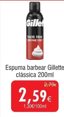 Froiz Espuma barbear Gillette clássica promoção