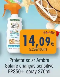 Protetor solar Ambre Solaire crianças sensitive FPS50+ spray