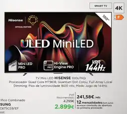 El Corte Inglés TV Mini LED HISENSE 100U7KQ promoção