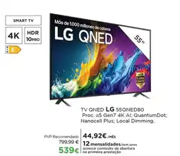 El Corte Inglés TV QNED LG 55QNED80 promoção
