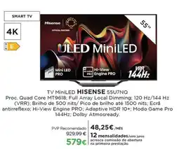 El Corte Inglés TV MiniLED HISENSE 55U7NQ promoção
