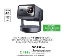 El Corte Inglés Mini Projetor Laser HISENSE C2-ULTRA 65" a 300"; promoção
