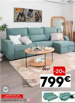Conforama Chaise Longue com Cama Tecido APRIL promoção