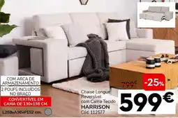 Conforama Chaise Longue Reversível com Cama Tecido HARRISON promoção