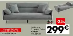 Conforama Sofá Cama 3 Lugares Tecido EIDEN promoção