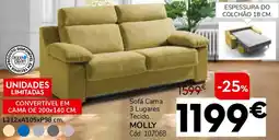 Conforama Sofá Cama 3 Lugares Tecido MOLLY promoção