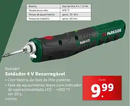 Lidl Parkside Soldador 4 V Recarregável promoção