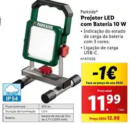 Lidl Parkside Projetor LED com Bateria 10 W promoção