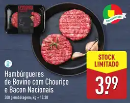 ALDI Hambúrgueres de Bovino com Chouriço e Bacon Nacionais promoção