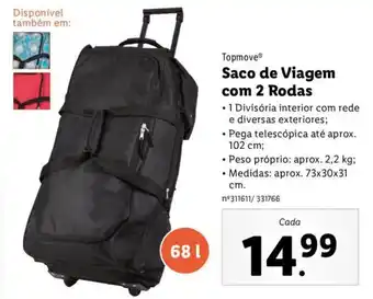 Lidl Topmove Saco de Viagem com 2 Rodas promoção