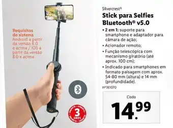 Lidl Silvercrest Stick para Selfies Bluetooth v5.0 promoção