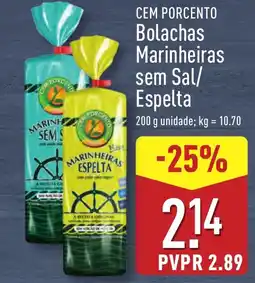 ALDI CEM PORCENTO Bolachas Marinheiras sem Sal/ Espelta promoção