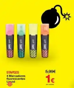 Staples STAPLES 4 Marcadores fluorescentes Liquid promoção