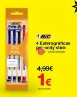 Staples BIC 4 Esferográficas gel-ocity stick 78-cores sortidas promoção