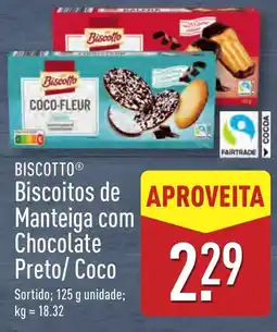 ALDI BISCOTTO Biscoitos de Manteiga com Chocolate Preto/ Coco promoção