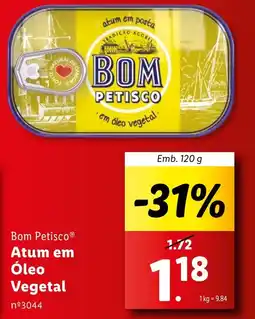 Lidl Bom Petisco Atum em Óleo Vegetal promoção