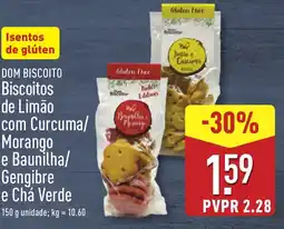 DOM BISCOITO Biscoitos de Limão com Curcuma/ Morango e Baunilha/ Gengibre e Chá Verde