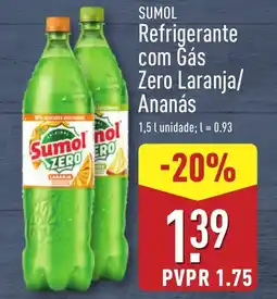 ALDI SUMOL Refrigerante com Gás Zero Laranja/ Ananás promoção