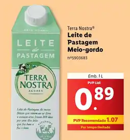 Lidl Terra Nostra Leite de Pastagem Meio-gordo promoção