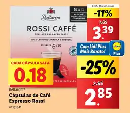 Lidl Bellarom Cápsulas de Café Espresso Rossi promoção