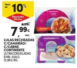 Continente Lulas recheadas c/camarão/ c/carne continente ultracongeladas promoção