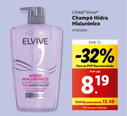 Lidl L'Oréal Elvive Champô Hidra Hialurónico promoção