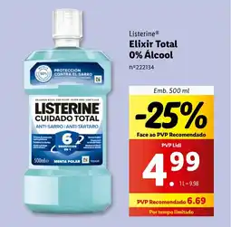 Lidl Listerine Elixir Total 0% Álcool promoção