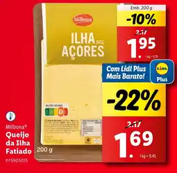 Lidl Milbona Queijo da Ilha Fatiado promoção