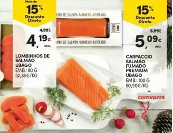 Continente Lombinhos de Salmão Ubago 80g promoção
