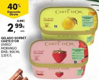 Continente Gelado Sorbet Carte D'Or 900ml promoção