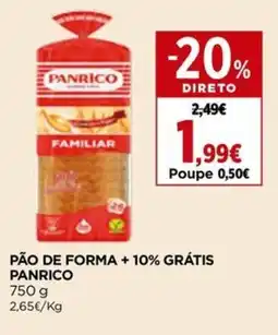 Supercor Pão de forma + 10% grátis panrico promoção