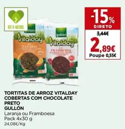 Tortitas de arroz vitalday cobertas com chocolate preto gullón