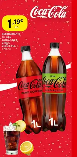 Refrigerante c/ gás coca cola zero / zero lima,
