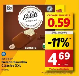 Lidl Bon Gelati Gelado Baunilha Clássico XXL promoção