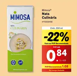Lidl Mimosa Nata Culinária promoção