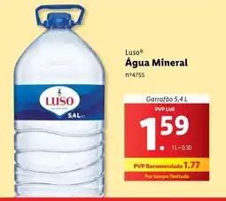 Lidl Luso Água Mineral promoção